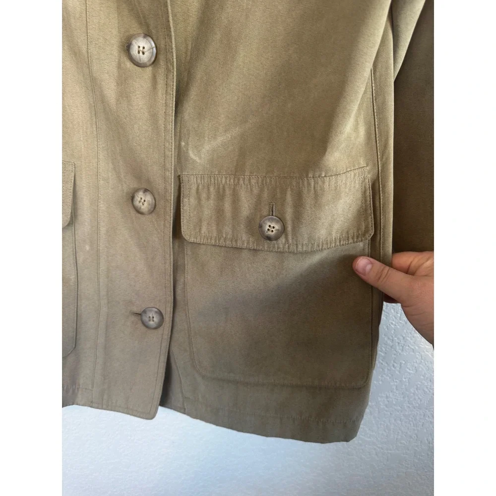 Talbots Field Jacket Women‎ P Tan Faux Suede Detachable Wool Liner Coat